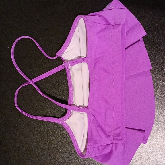 Kensie Girl Purple With Sparkles Adjustable Straps Bathing Suit Top Size 10 - Picture 2 of 4